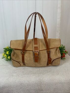 GUC Coach Suede Handbag, L 15” x H 10” x D 4.5”